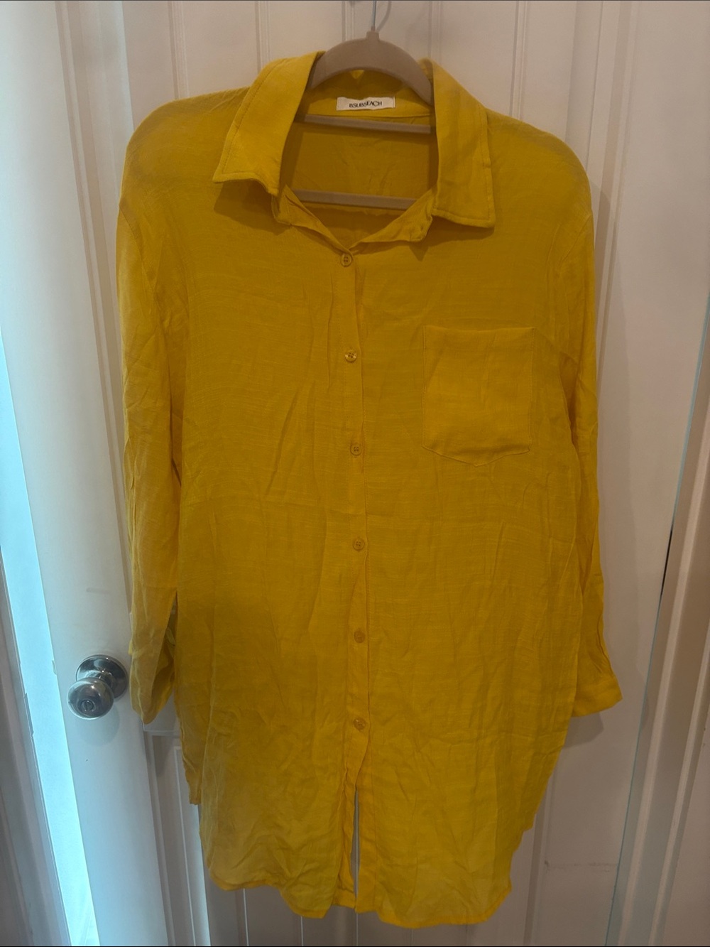 Relaxed Longline Button-Down Shirt in Yellow